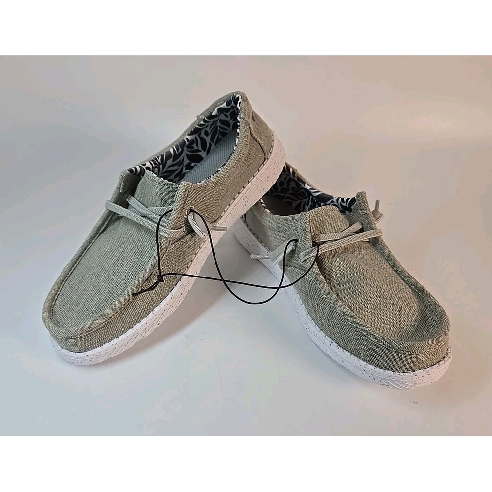 Eddie Bauer Canvas Lace Up Surrey Loafers Grey / White Woman Size 8